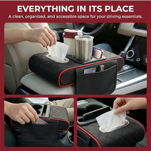 Car Center Console Cover (Black&Red)