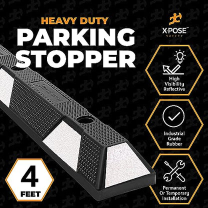 48" Heavy Duty Rubber Parking Stopper (White Parking Stoppers / 48 Inch)