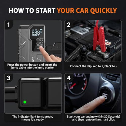 7000A 150PSI Car Battery Jump Starter with Air Compressor