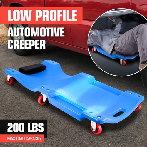 36" L X 17" W x 4.25" H Vehicle Repair Low Profile Automotive Creeper w (Blue / 36 Inches)