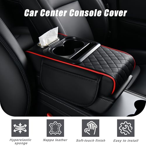 Car Armrest Cover (1 PC / Black & Red)