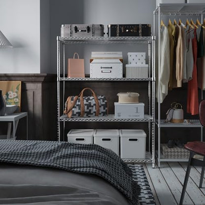 4 Tier Adjustable Heavy Duty Metal Wire Shelving Unit (4 Tier, 15.8" D x 45.8" W x 59.4" H / Chrome)