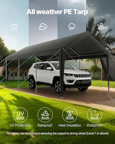 Carport 10 x 20 FT Outdoor Car Canopy (Gray / 10x20ft)