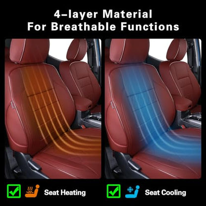 Tacoma Leather Car Seat Covers Custom Fit for Toyota Tacoma 2012 2013 2014 2015 (Leather (Burgundy) / 2012-2015 Tacoma Full Set (Regular Seats))