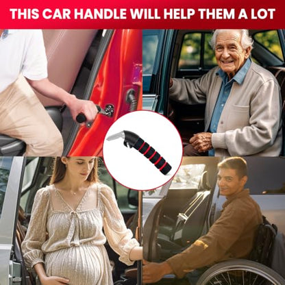 2Pack Car Door Handle for Elderly Car Handle Assist Support Multifunction Handle for Elderly and Handicapped (Red)