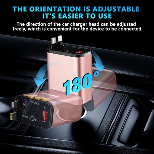 Retractable Car Charger (Pink)