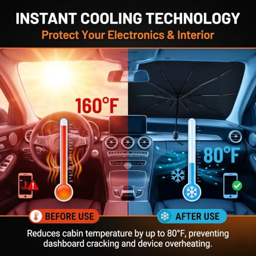 Car Windshield Sun Shade (1 PC / Black & Silver #2)