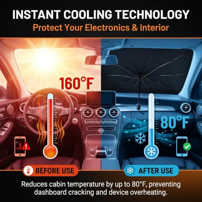 Car Windshield Sun Shade (1 PC / Black & Silver #2)