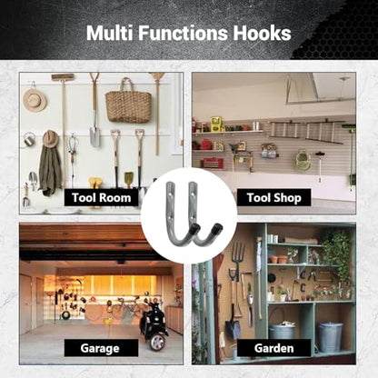 Garage Hooks 4 Inch Heavy Duty Steel J Hooks for Wall (12 Pack / Gray)