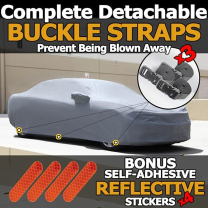 All Weather Waterproof car Cover Good for rain Snow uv Protection dust Large Size SUV Sienna Escalade Tahoe Yukon X7 Sequoia Range Rover Pacifica Gray (SF - (fits SUV/VAN 200-215 inches) / GRAY)