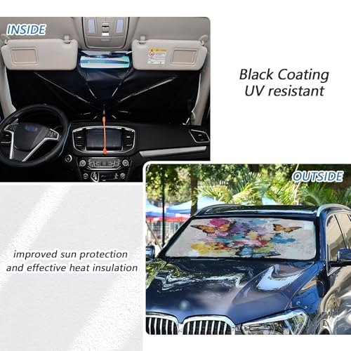 Car Front Windshield Sunshade (Colorful Beautiful Butterflies)
