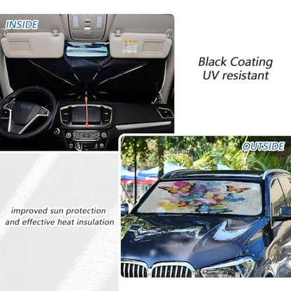 Car Front Windshield Sunshade (Colorful Beautiful Butterflies)