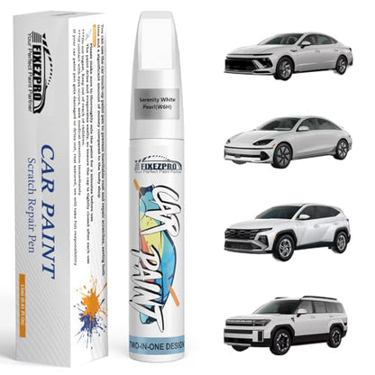 W6H Serenity White Pearl Touch Up Paint for Hyundai Color Exact Match (W6H Serenity White Pearl)