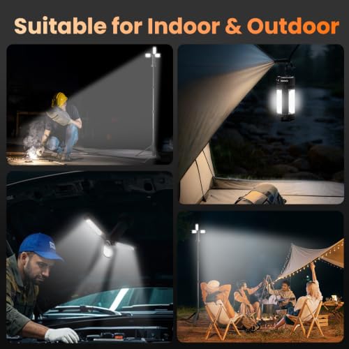 Rechargeable Camping Light with Tripod Stand (Black)