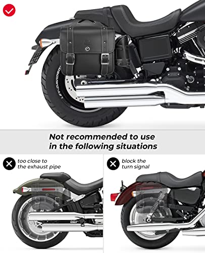 PU Leather 20L Motorcycle Saddlebags with Cup Holder Throw Over