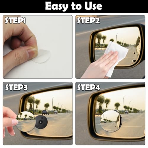 2Pcs Cars BlindSpot Mirrors Side Mirror Removable Adjustabe Angle Round Wide Angle Convex RearView Mirror Car Accessories Universal HD Glass for Suvs Auto Motorcycles RVs (Round-2Pcs)