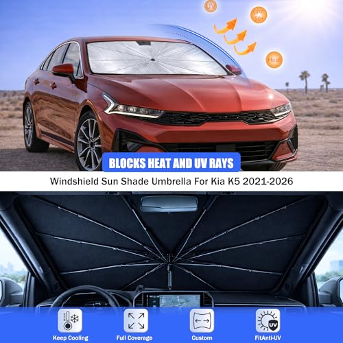 Car Windshield Sun Shade Umbrella for Kia K5 2021 (For Kia K5 2021-2026)