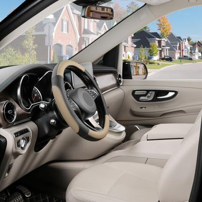 Steering Wheel Cover 14.5 (Standard size[14 1/2''-15''] / Black and Beige)