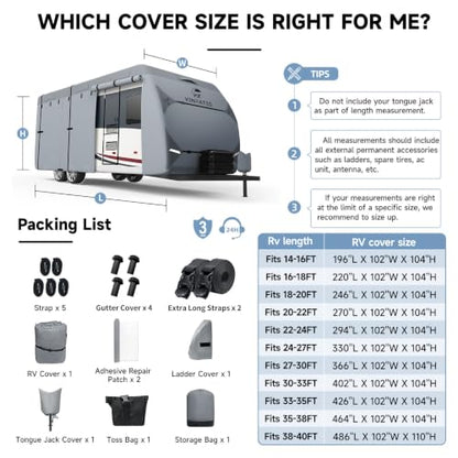RV Cover 30 33ft (Travel Trailer Cover(Grey) / Fits 30-33FT)