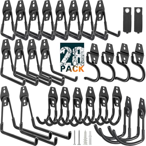 28 Pack Heavy Duty Garage Hooks (28 pack / Black 28 pack)