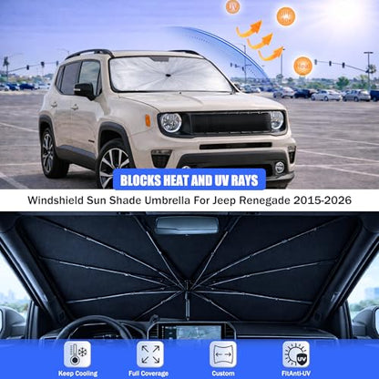 Car Windshield Sun Shade Umbrella for Jeep Renegade 2015 (For Jeep Renegade 2015-2026)