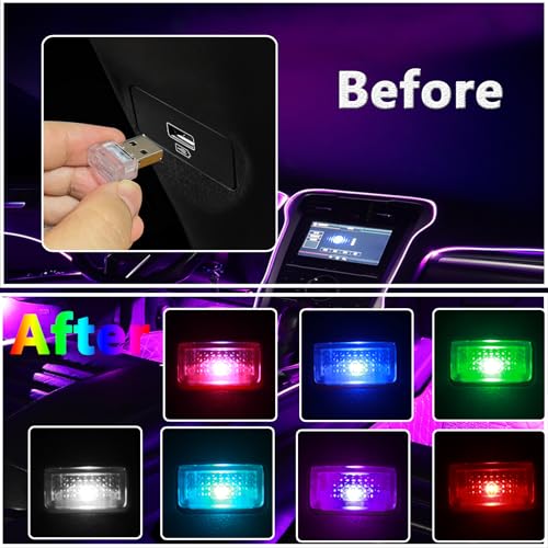 2 Pcs USB LED Car Interior Atmosphere Lamp (Multi)