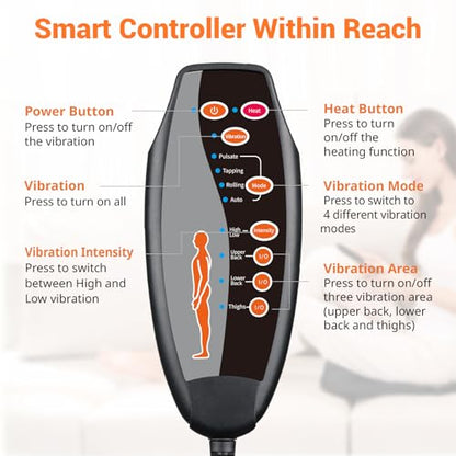 10 Vibrating Massage Nodes Back Massager Chair Pad for Pain Relief (Black-10vibration Motor)