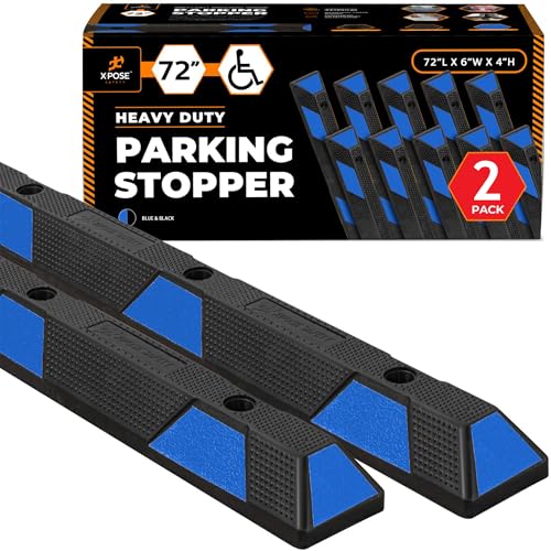 72" Heavy Duty Blue Rubber Parking Stopper (2 Pack)
