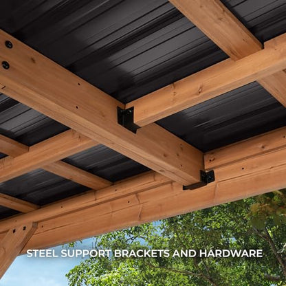 Kingsport 20' x 12' Cedar Wood Outdoor Carport Garage with Heavy (20 ft x 12 ft / Brown wood)