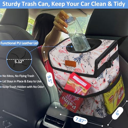 Leak Proof Car Trash Can with Lid Flamingo (Flamingo / 2 Gallons)