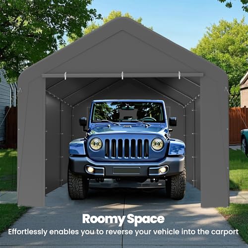 10x20 Carport Heavy Duty Portable Garage Shelter w (Gray / 10x20 with sidewalls)