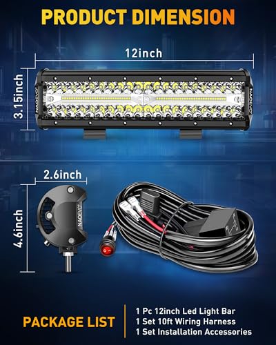 12 Inch LED Light Bar with Wiring Harness (White)