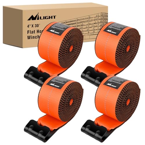 Truck Straps 4" x 30' Heavy Duty Tie Down with Flat Hooks (4Pcs 4in x 30ft Truck Straps Orange)