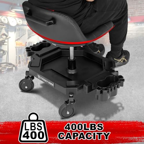 Rolling Stool with Wheels (Red)