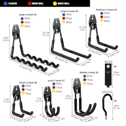 Heavy Duty Garage Hooks (Black / 31)
