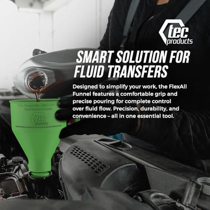FlexAll Long Flexible Oil Change Funnel (Green / Large)