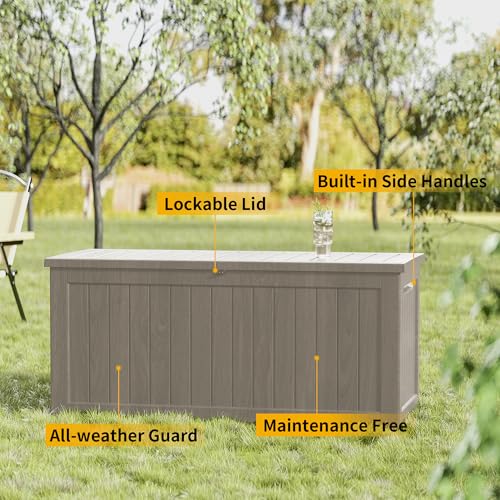270 Gallon Outdoor Storage Box Patio Deck Box Waterproof (Grey / 270 Gallon)