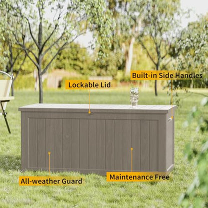 270 Gallon Outdoor Storage Box Patio Deck Box Waterproof (Grey / 270 Gallon)