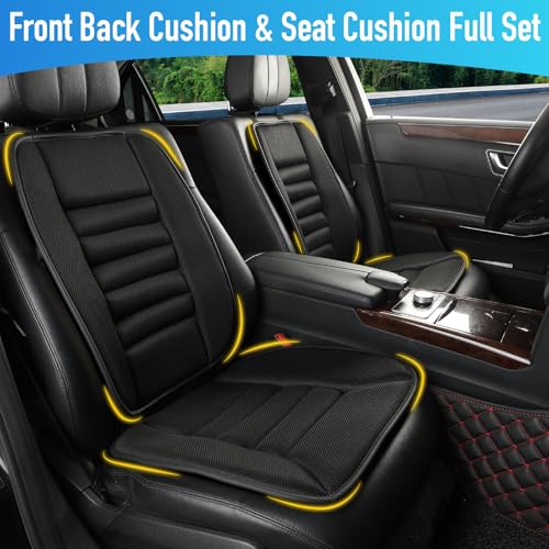 Car Seat Cushion with Back Support Pillow (Black)