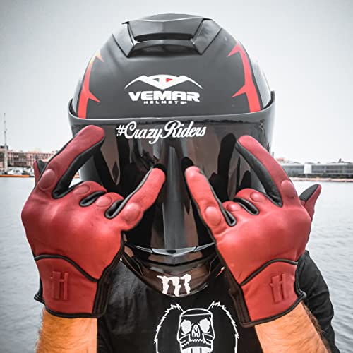 Mens Touchscreen Riding Gloves GM028US Oxblood Black L (Large / Oxblood/Black)