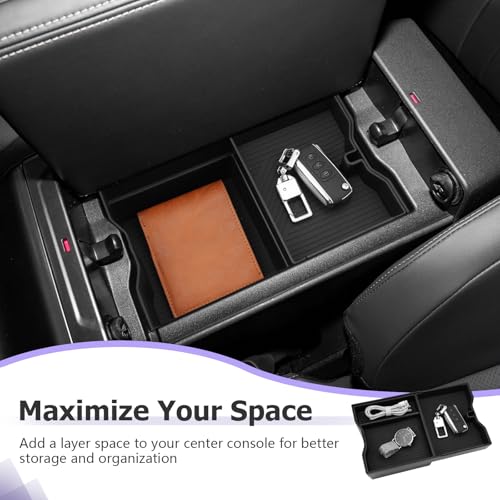2026 RAV 4 Center Console Organizer Compatible with 2026 Toyota RAV 4 Accessories Armrest Console Secondary Storage Box Insert Tray ABS Material Black