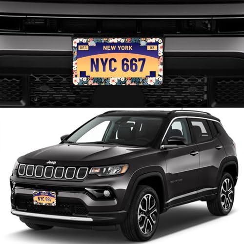 Folk Floral License Plate Frame Colorful Flowers Stainless Steel License Plate Frames Holder Covers Rust (Folk Floral)