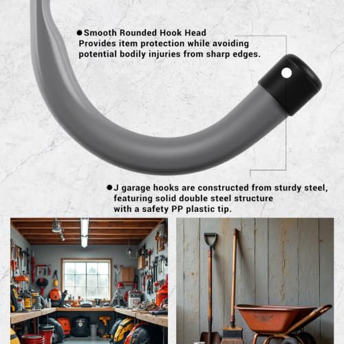 Garage Hooks 4 Inch Heavy Duty Steel J Hooks for Wall (12 Pack / Gray)