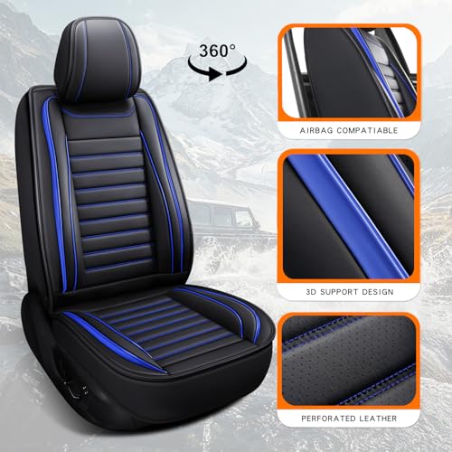 Leather Car Seat Covers Full Set (Blue/Full Set)
