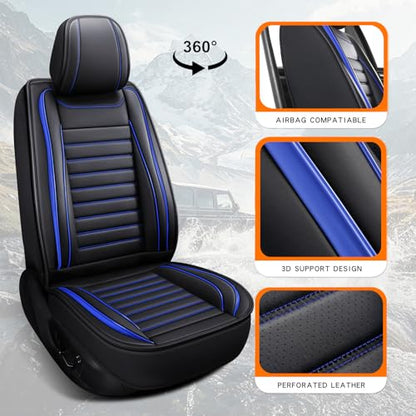 Leather Car Seat Covers Full Set (Blue/Full Set)