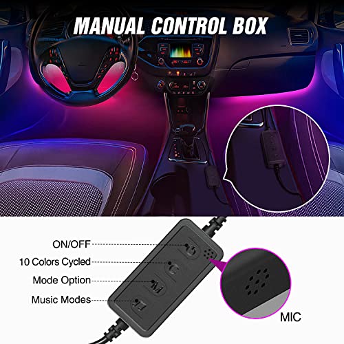 4PCS USB Car Interior Lights Dream Color App and Remote Control (APP RGBIC Lights)