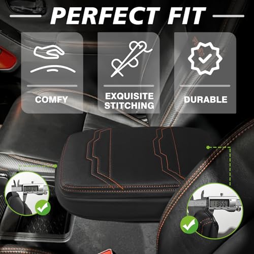 Armrest Cover for Nissan Frontier 2022 (7) 22+ |Frontier| V2 Organge Stich, +Thick)