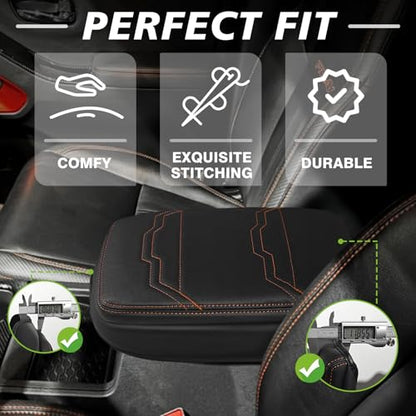Armrest Cover for Nissan Frontier 2022 (7) 22+ |Frontier| V2 Organge Stich, +Thick)