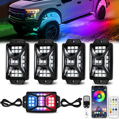 4 Pods 84 LEDs 5 Sides RGB Rock Lights for Trucks (4 pods)