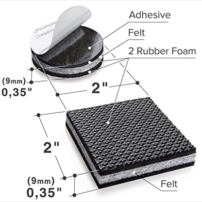 Non Slip Furniture Pads X (16 Round & Square 2")